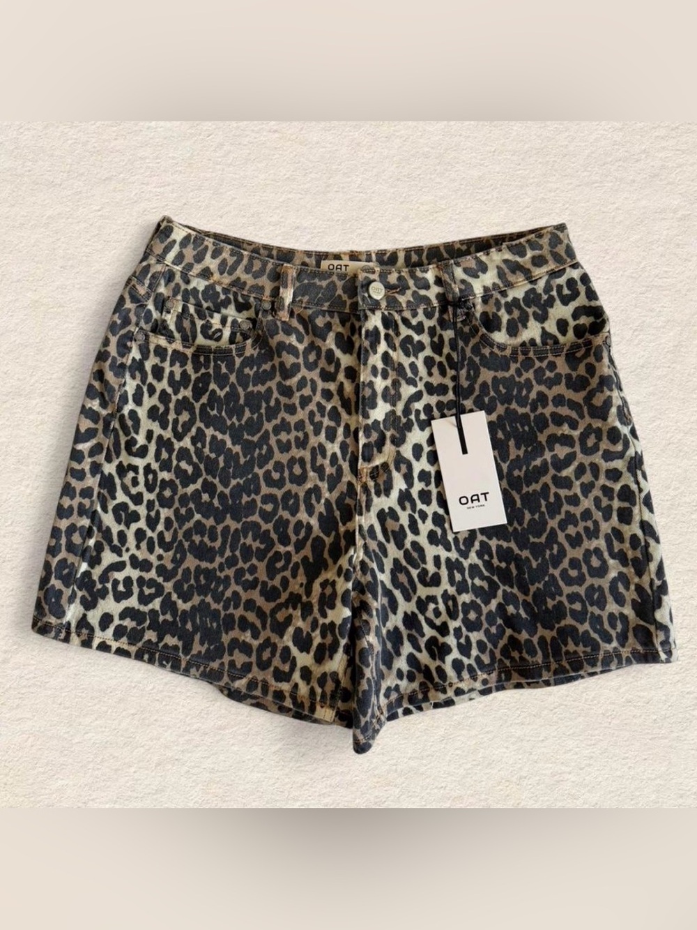 Oat New York High Waist Leopard Print Shorts